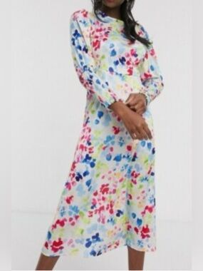 Never Fully Dressed Floral Midi Delores neon fleck dress